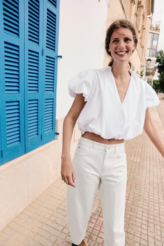 SHORT SLEEVE BALLOON SHIRT | Zara US