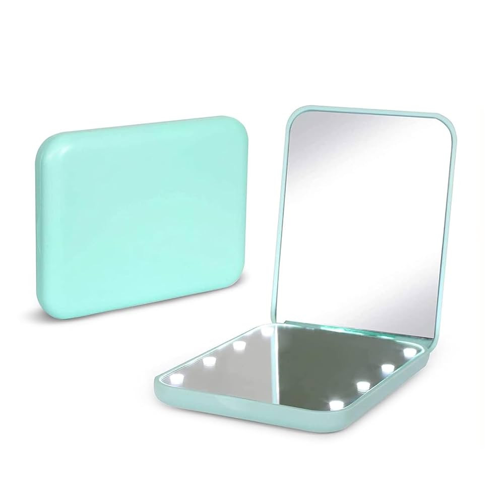 Kintion Pocket Mirror, 1X/3X Magnification LED Compact Travel Makeup Mirror with Light for Purse,... | Amazon (US)