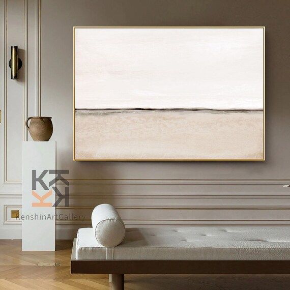 Large Abstract Canvas Art Beige Abstract Painting Nordic | Etsy | Etsy (US)