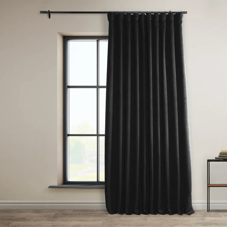 Faux Linen Textured Room Darkening Curtains for Bedroom & Living Room Curtains - Single Panel dra... | Wayfair North America
