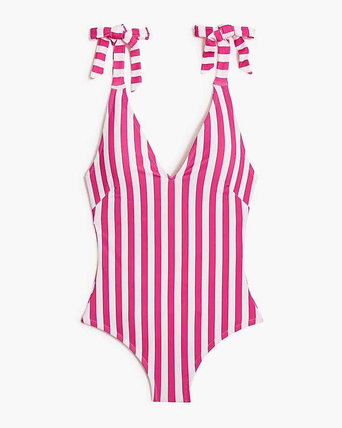 Striped tie-shoulder swimsuit | J.Crew Factory