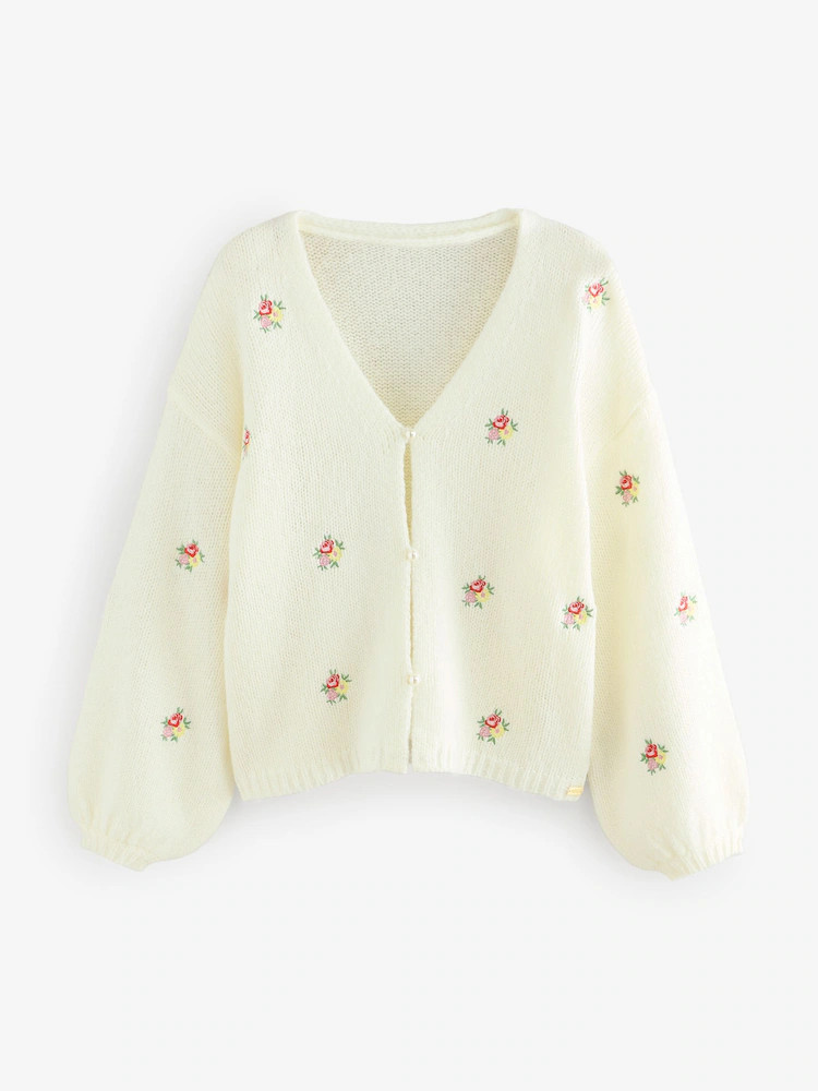 Laura Ashley Ecru Embroidered Floral Cardigan | Next EU