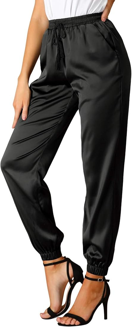 Women’s Satin Jogger With Pockets Ankle Length  | Amazon (US)