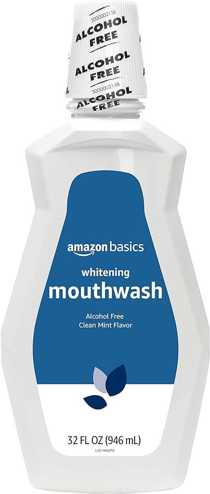 Amazon Basics Whitening Mouthwash, Alcohol Free, Clean Mint, 32 Fluid Ounces, 1-Pack (Previously ... | Amazon (US)