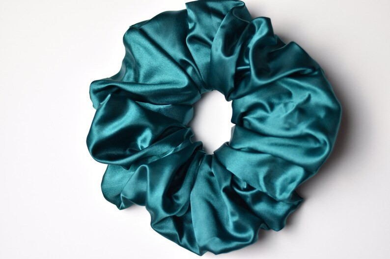 Jumbo Teal Satin Scrunchie, Oversized XXL Blue Green Scrunchie, Extra Large Scrunchy | Etsy (US)