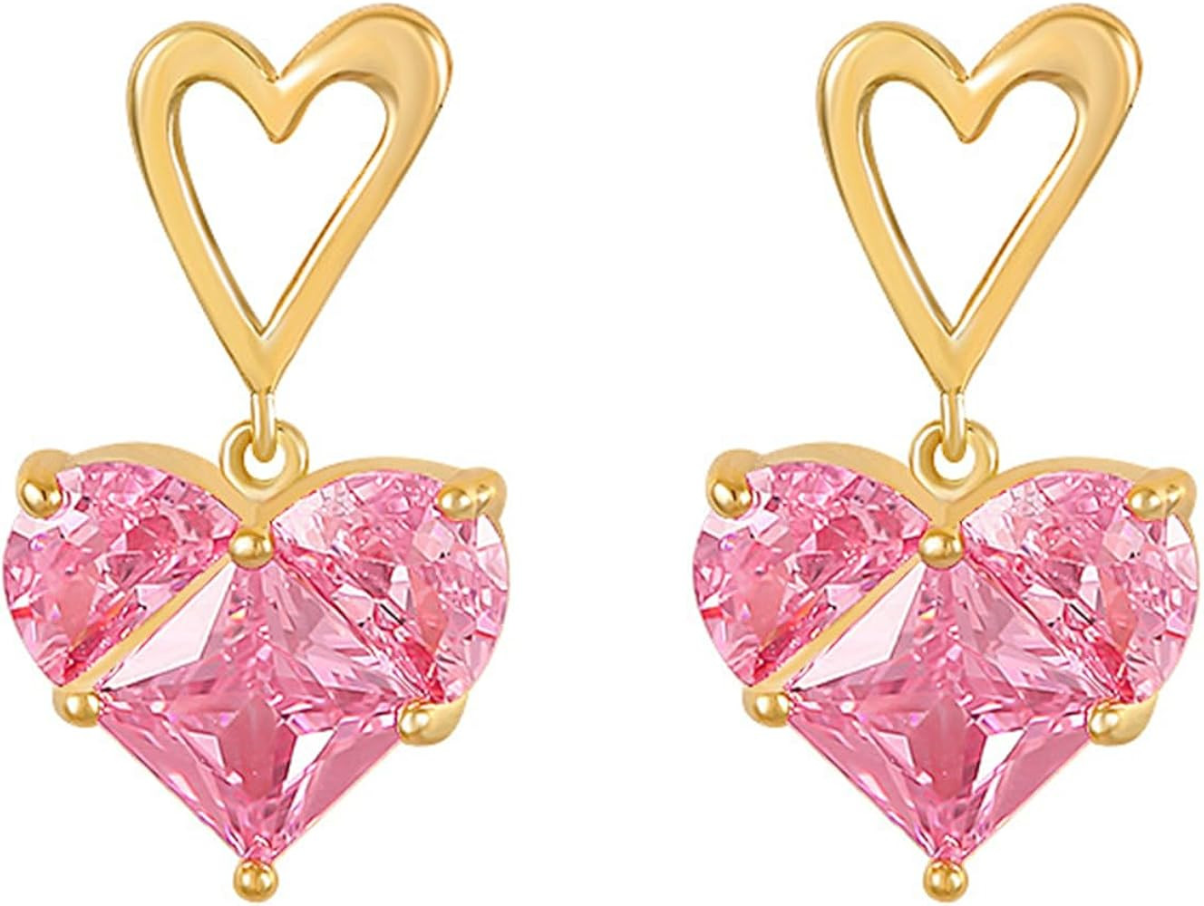 coadipress Crystal Heart Earrings for Women Creative Dainty Sparkling Pink Infinity Love Heart Da... | Amazon (US)