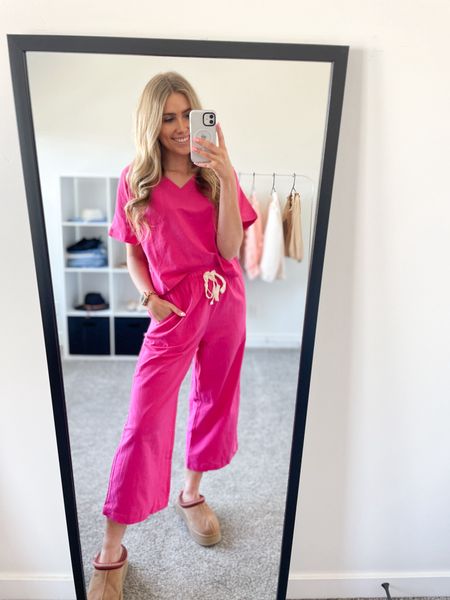 this pink pajama set is comfy and cute! can be dressed up or down! Has a drawstring waist band! I’m wearing my usual size M and in 5’6”!

| womens pajamas set | lounge set | loungewear | pink matching set | Valentine’s Day outfit 

#LTKfindsunder50 #LTKSeasonal #LTKfindsunder100