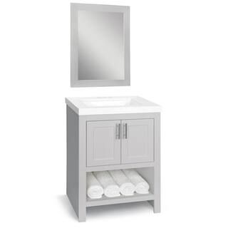 Glacier Bay Spa 24 in. W x 18.75 in. D Bath Vanity in Dove Gray with Cultured Marble Vanity Top i... | The Home Depot