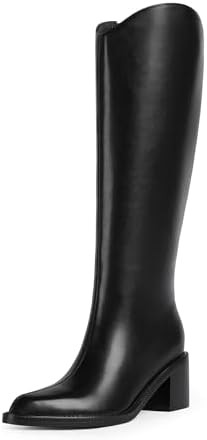 Modatope Women's Knee High Boots Pointed Toe Chunky Block Heel Tall Boots with Side Zipper Long B... | Amazon (US)