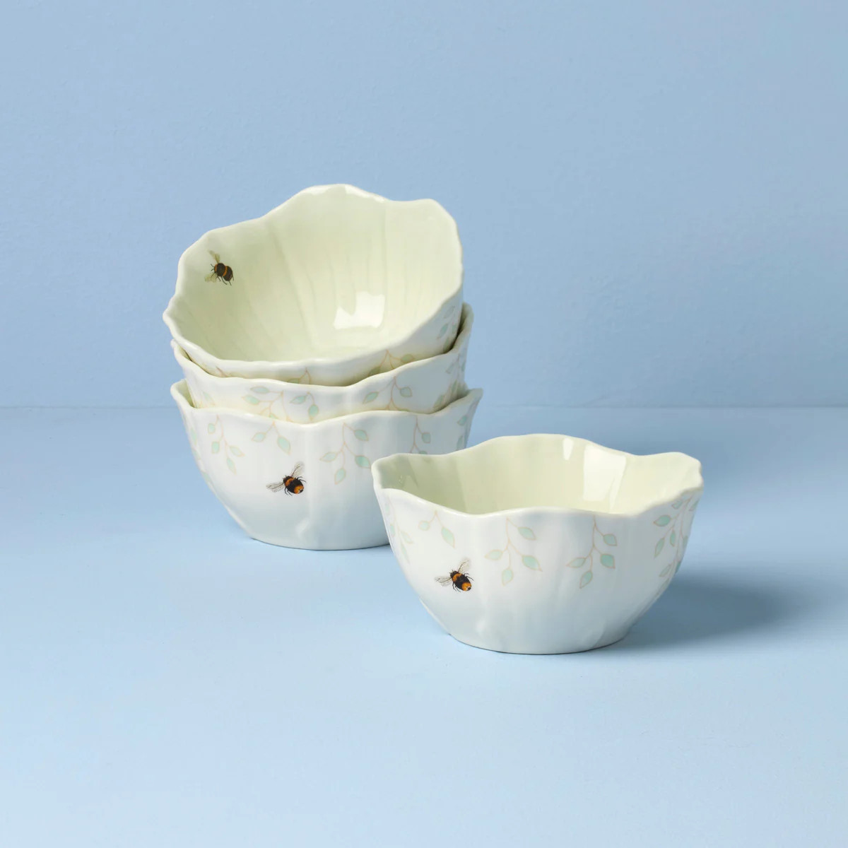 Butterfly Meadow Floral Green Dessert Bowls - Set of 4 | Lenox