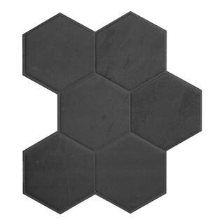 smart tiles Hexa Walton Dark Grey 9.56 in. x 10.61 in. Vinyl Peel and Stick Tile (1.96 sq. ft./4-... | The Home Depot