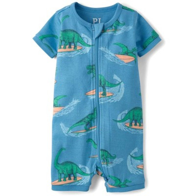 The Children's Place Toddler Boys Short Sleeve Surfing Dino Snug Fit Cotton Cropped One Piece Pajamas Blue 3T | Target
