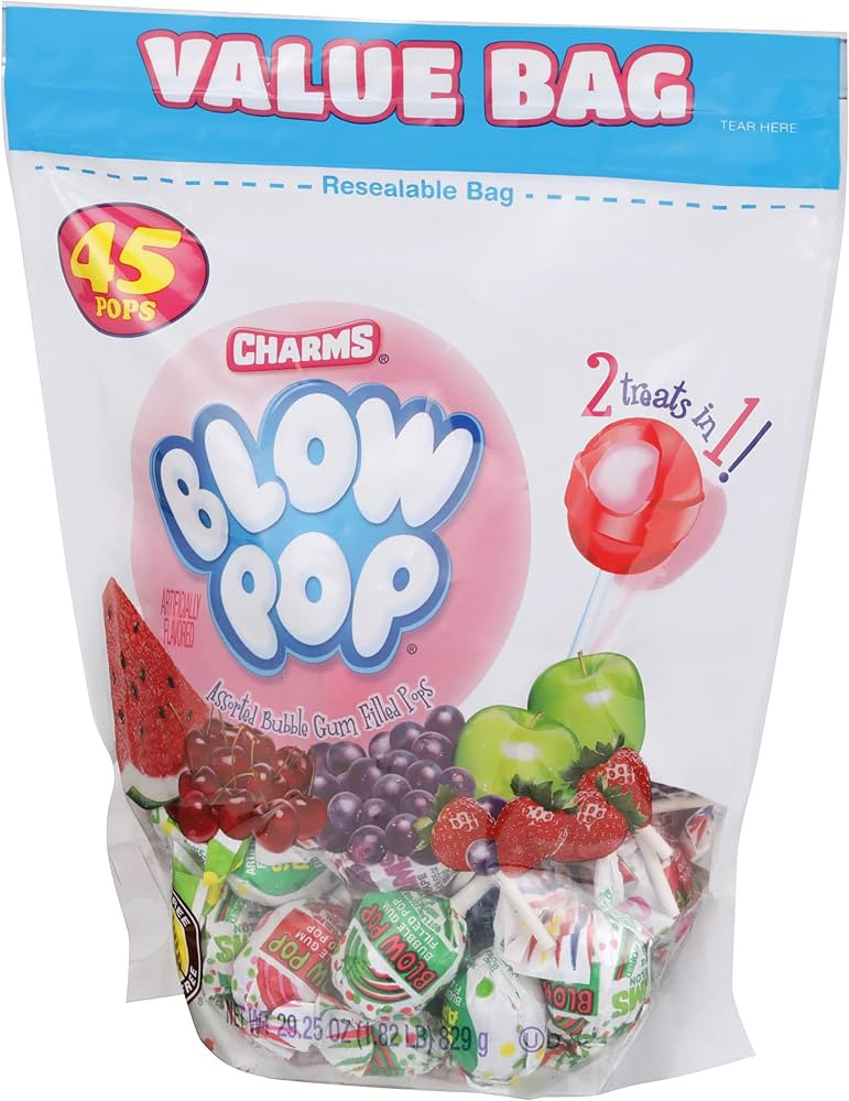 Charms Blow Pops, Assorted Flavors, 45 count bag, 29.25 ounces | Amazon (US)