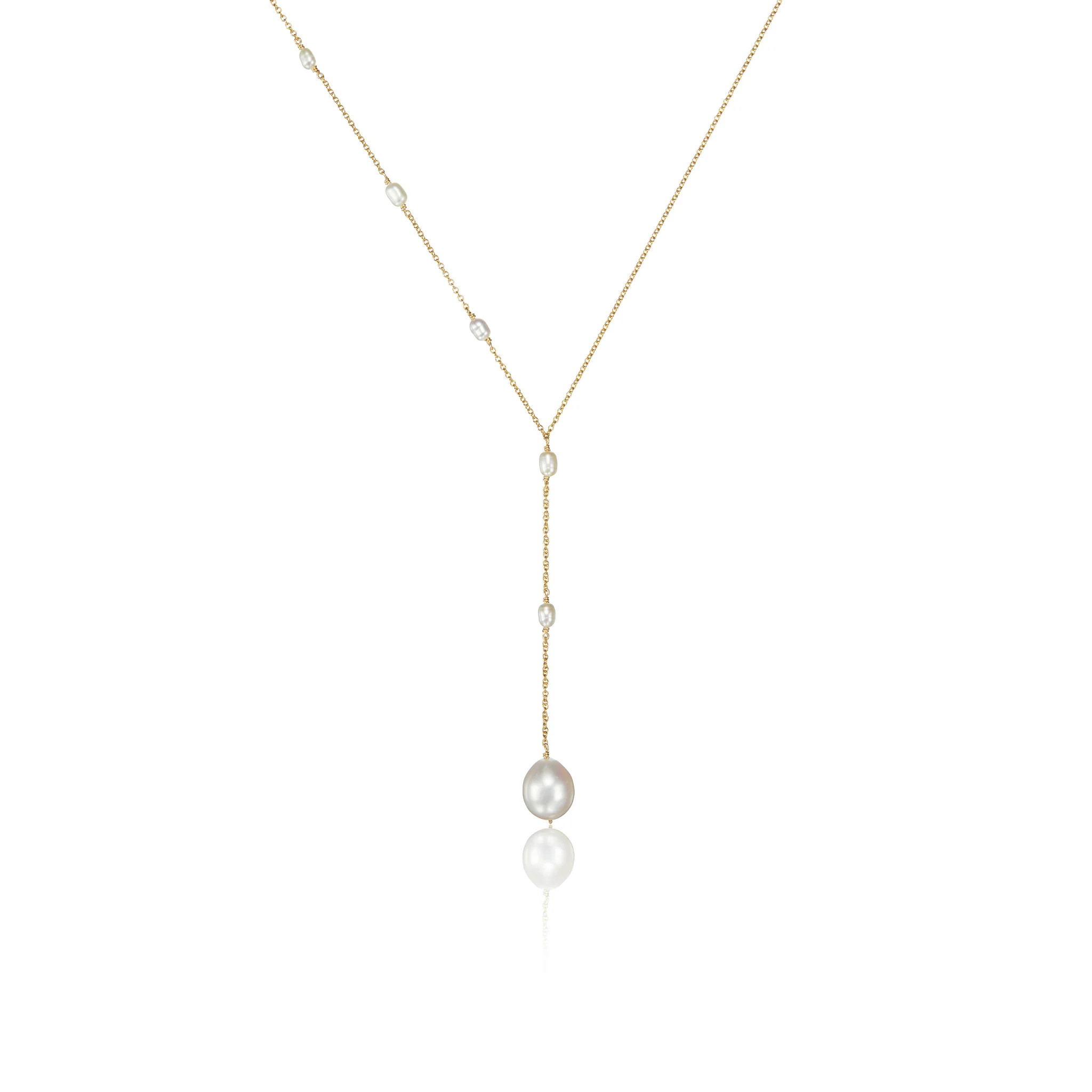 Gold Seed Pearl Lariat Necklace | Lily & Roo