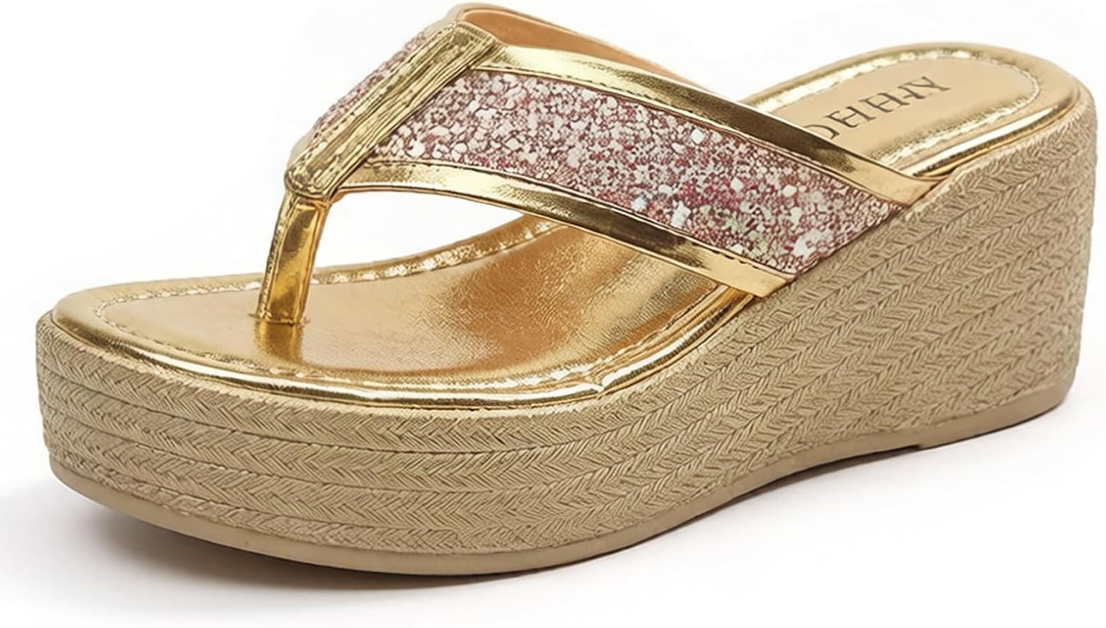 Women's PU Jewelry Platform Wedge Flip Flops Sandals Summer Fashion Comfortable Light Round Open ... | Amazon (US)