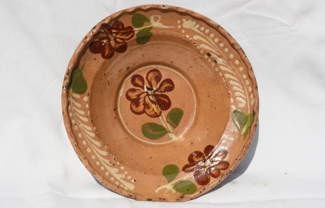 Antique Folk Farm Decoration Transylvania 19th Century Earthenware Peasant Flower Designed Plate ... | Etsy (US)