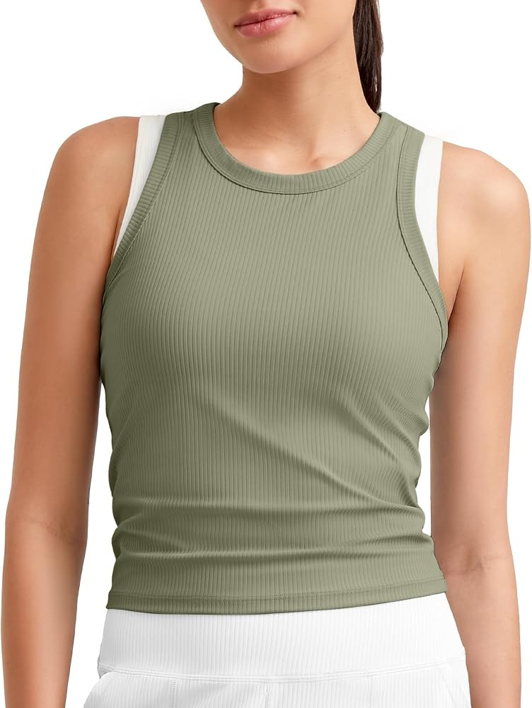 G4Free Ribbed Women's Workout Tank Tops Slim Fitted Racerback Yoga Tanks | Amazon (US)