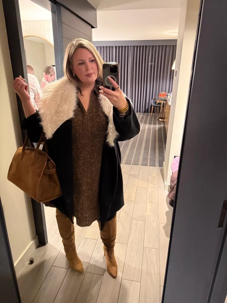 Wearing a 2X in the dress and jacket!

Plus size fashion, dinner outfit, date night outfit, winter fashion, midsize fashion, ootd, wide calf boots

#LTKMidsize #LTKPlusSize #LTKHoliday