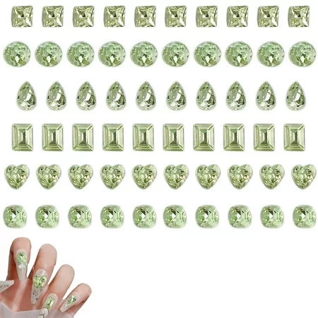 60Pcs Green Nail Rhinestones Emerald Gems for Nail Crystals Flat Back Diamonds Stones St. Patrick s Day Nail Art Rhinestones | Walmart (US)