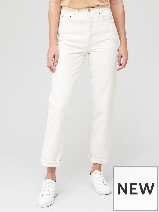 V by Very Premium High Waist Straight Jean - White | Very (UK)