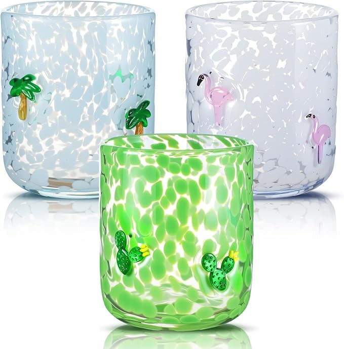 3 Pcs Icon Juice Glasses, 14oz Stemless Drinking Glasses Set, Ideal for Gift & Summer Beach Party... | Amazon (US)