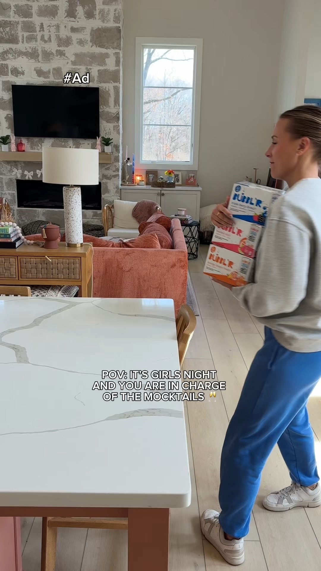 #AD you’re in charge of girls night mocktails and you come up with the cutest drinks thanks to @Target @drinkbubblr #Target #TargetPartner #BUBBLR #bubbleswithbenefits #BUBBLRlovr. orange dream freez'r is a LTO (limited time offer) and will be available this summer only