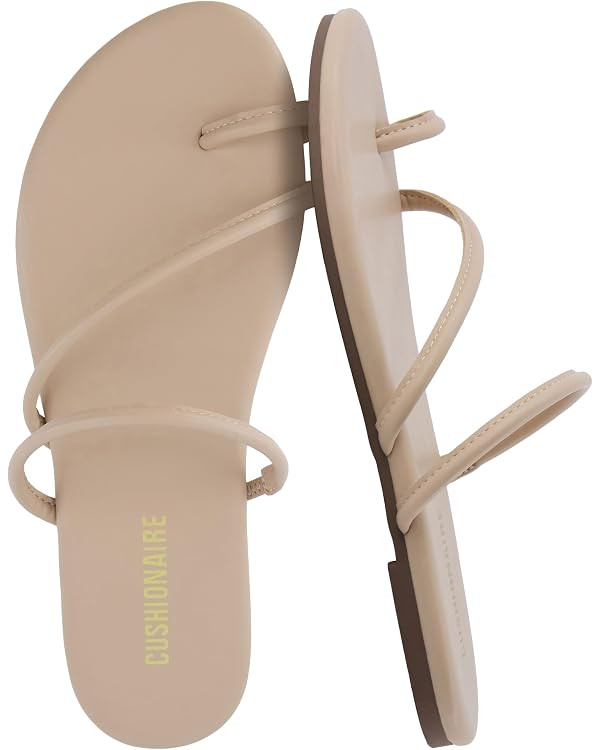 CUSHIONAIRE Resort Strappy Sandals for Women, Vegan Leather Memory Foam Flat Women's Sandals with... | Amazon (US)