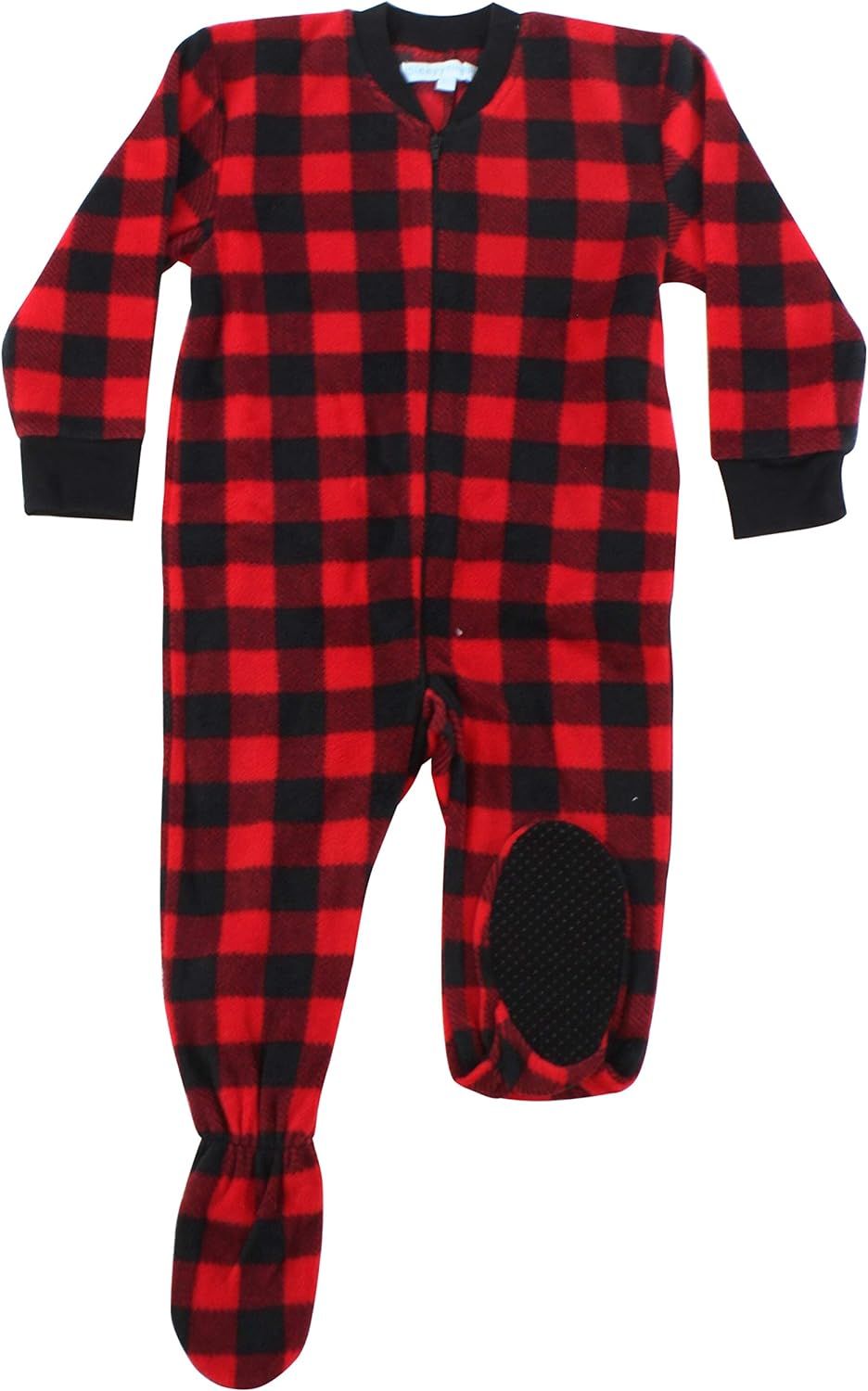 Sleepyheads Family Matching Fleece Buffalo Plaid and Solid Red Onesie Pajamas | Amazon (US)