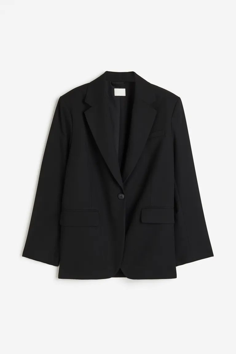 Oversized blazer - Beige/Checked - Ladies | H&M US | H&M (US + CA)