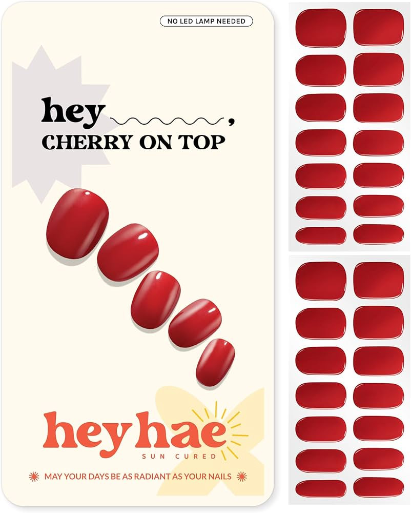 Heyhae Semi Cured Gel Nail Strips | No LED Lamp Needed | Solid, Red | Easy Apply & Remove, Salon ... | Amazon (US)