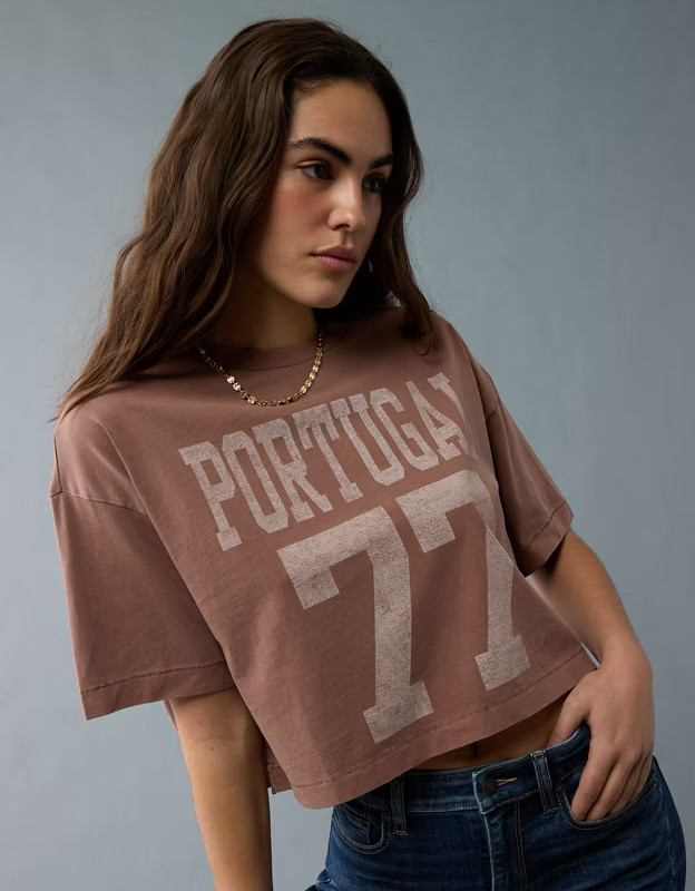 AE Boxy Cropped Destination Graphic T-Shirt | American Eagle Outfitters (US & CA)