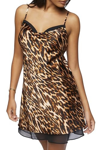 Forever 21 Women's Leopard Print Satin Slip Dress, Brown/Multi | Amazon (US)