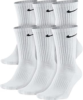 NIKE Unisex Performance Cushion Crew Socks with Bag (6 Pairs), White/Black, Medium | Amazon (US)