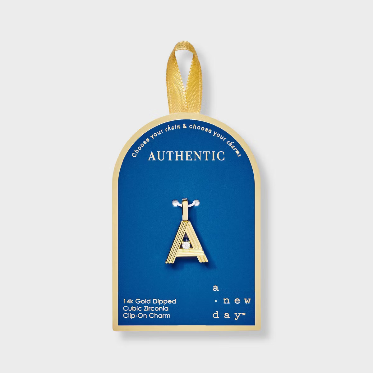 14K Gold Dipped Cubic Zirconia Ribbed "Z" Letter Charm - A New Day™ Gold | Target