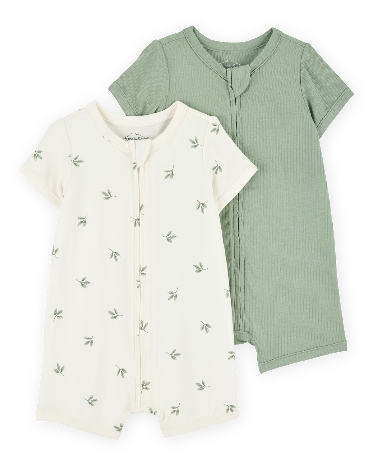 Baby 2-Pack PurelySoft Zip-Up Rompers - Green/Ivory - Carter's | Carter's | Carter's Inc