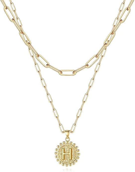 Ursteel Initial Necklace for Women - 14K Gold Plated Dainty Initial Necklaces for Women Trendy, L... | Amazon (US)