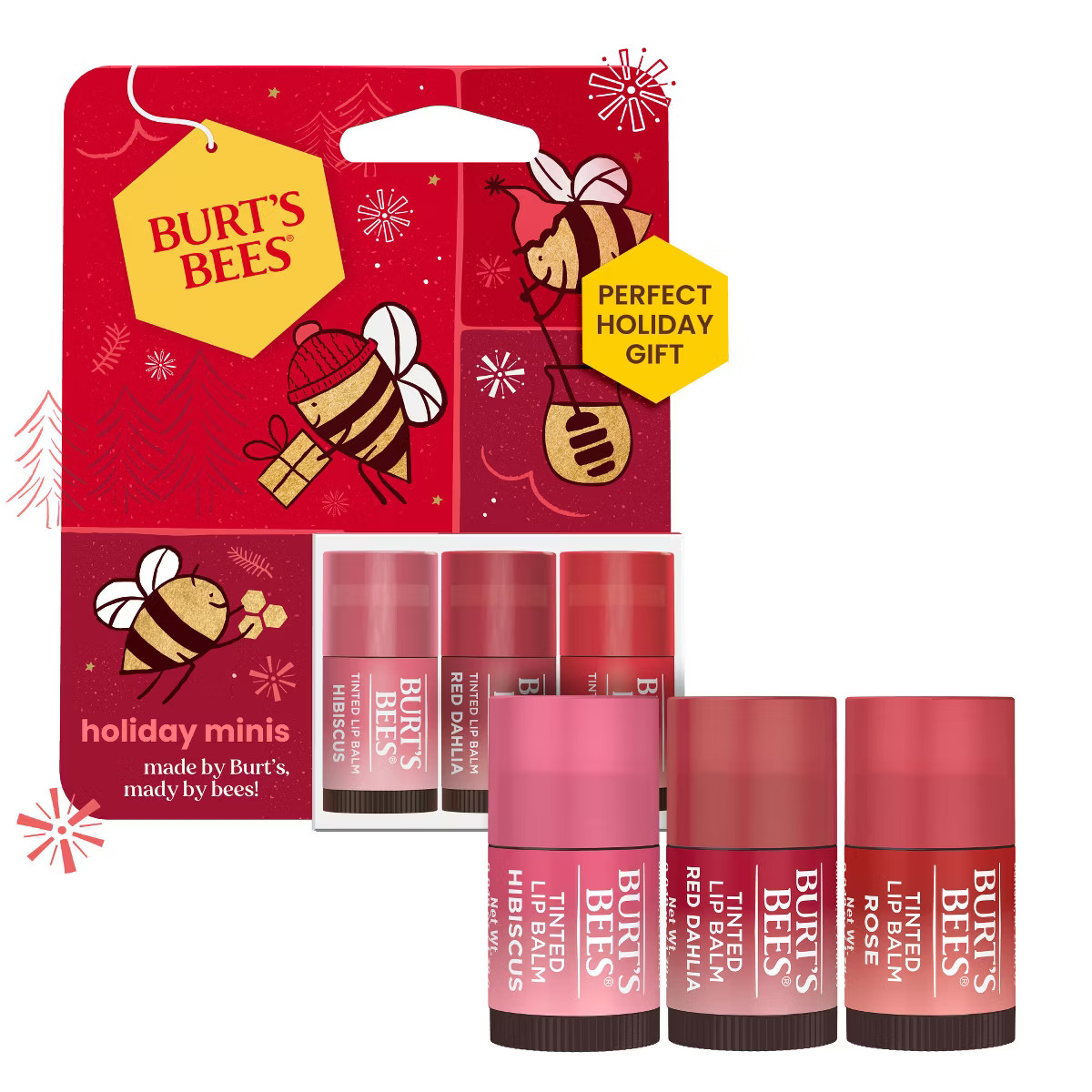 Burt's Bees Mini Lip Balms TLB Mini Rose + Red Dhalia + Hibiscus Gift Set - 3ct | Target
