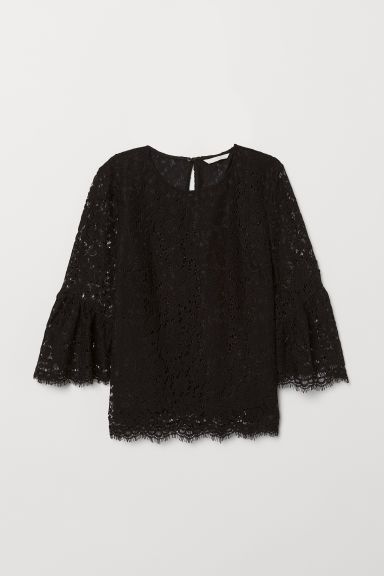 H & M - Lace Blouse - Black | H&M (US + CA)