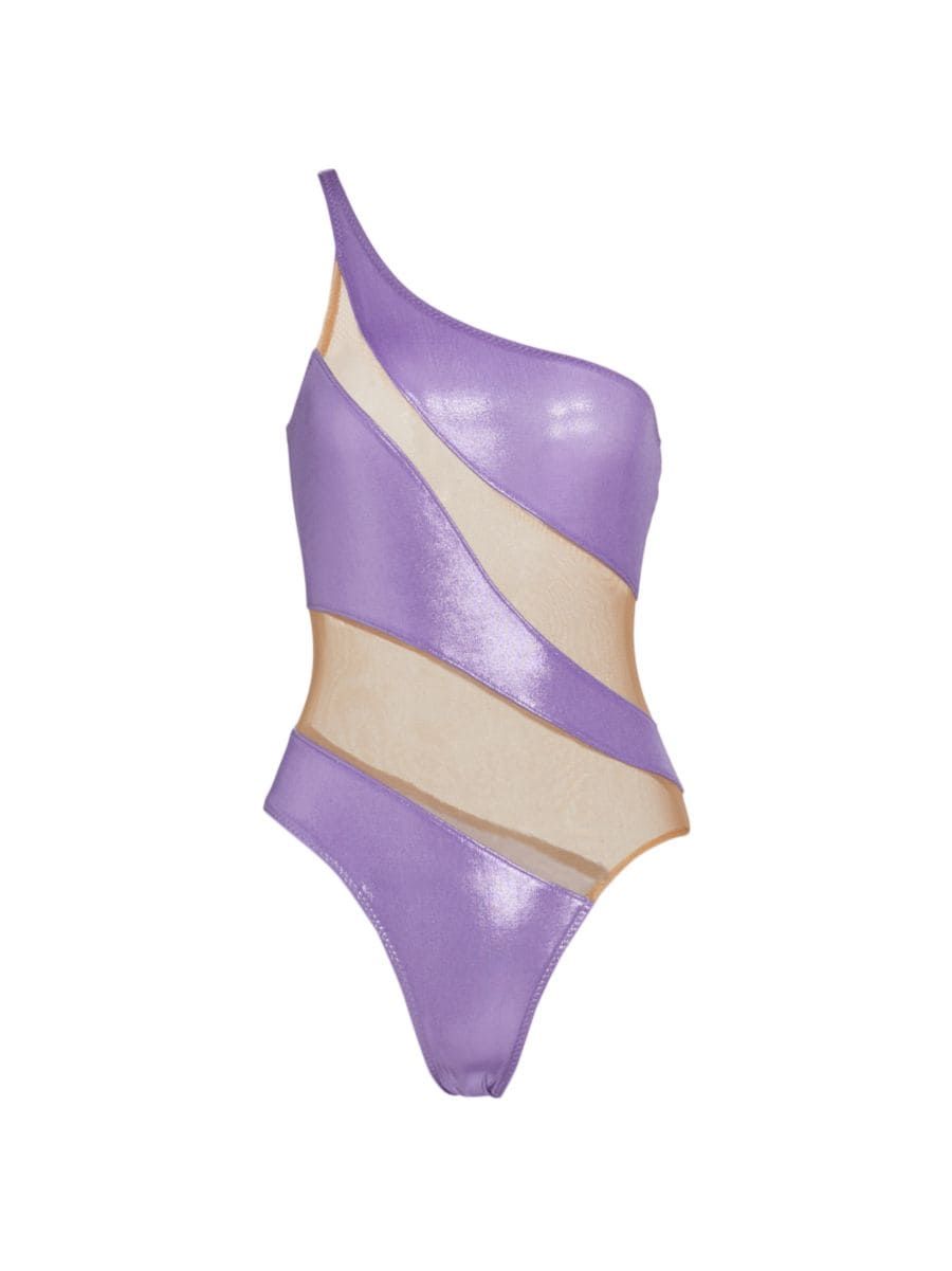 Snaked Mesh & Lamé One-Piece Swimsuit | Saks Fifth Avenue