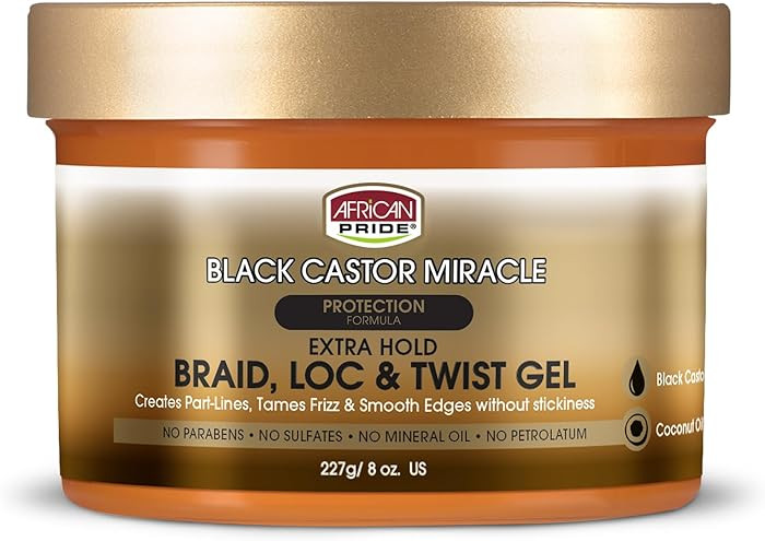 African Pride Black Castor Miracle Extra Hold Braid, Loc, Twist Gel - Extreme Hold Braiding Hair ... | Amazon (US)
