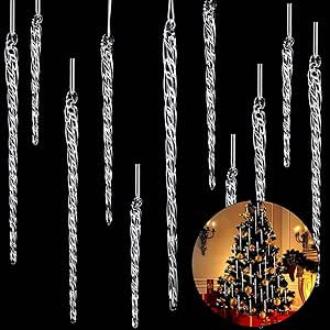 Boao Glass Icicle 3.5-7.8 Inch Twisted Glass Icicle Christmas Ornaments Hanging Decorations(Clear... | Amazon (US)