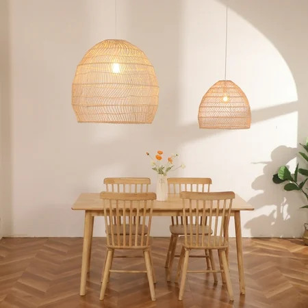 Bamboo Pendant Light Rattan Ceiling Wicker Shade Hollow Home Decoration Chandelier for Farmhouse 17. | Walmart (US)