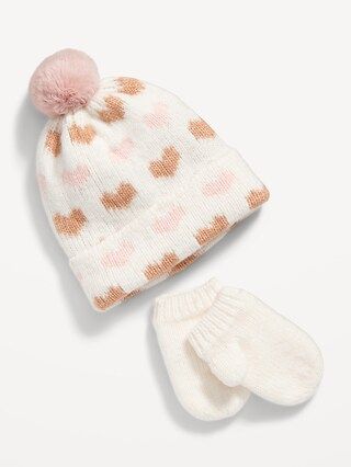 Unisex Pom-Pom Beanie and Mittens Set for Toddler | Old Navy (US)