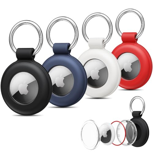 Airtags 4 Pack Holder Case, Waterproof Airtag Holder with Keychain, Silicone Airtag Case for Apple Air Tags, Anti-Lost Air Tags Accessories for Dog, Cat, Luggage, Wallet, Backpacks, Kids | Amazon (US)