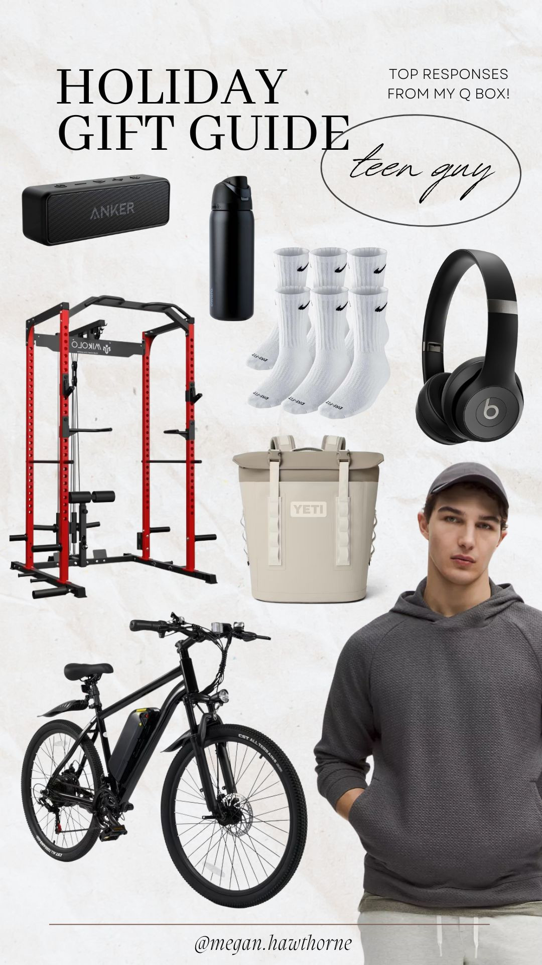 Holiday Gift Guide: Teenage Boys 

I polled my followers and asked what their teenage sons/nephews/grandsons have our this Christmas lists this year - these were the top replies! 

Gym/workout gear / lululemon / nintendo switch / record player / bike / apple watch / airpods  

 #LTKGiftGuide #LTKHoliday #LTKMens