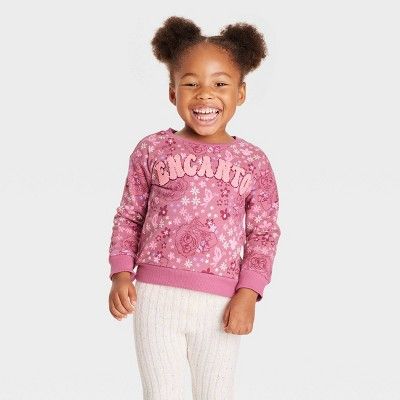 Toddler Girls' Disney Encanto Solid Pullover Sweatshirt - Berry Red | Target
