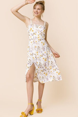 Eugenia Wildflower Front Slit Midi Dress | Francesca's