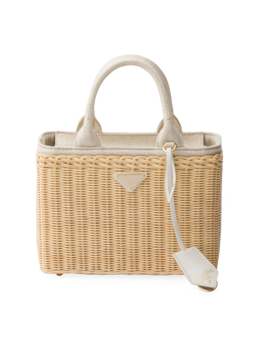 Medium Woven Fabric and Linen Blend Tote Bag | Saks Fifth Avenue