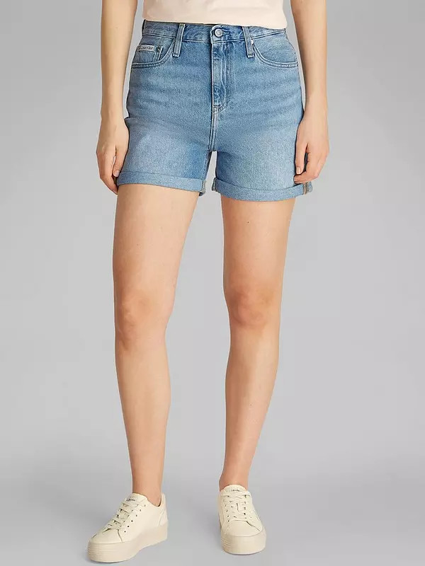 Calvin Klein Jeans Mid Rise Mom Short - Blue | Very (UK)
