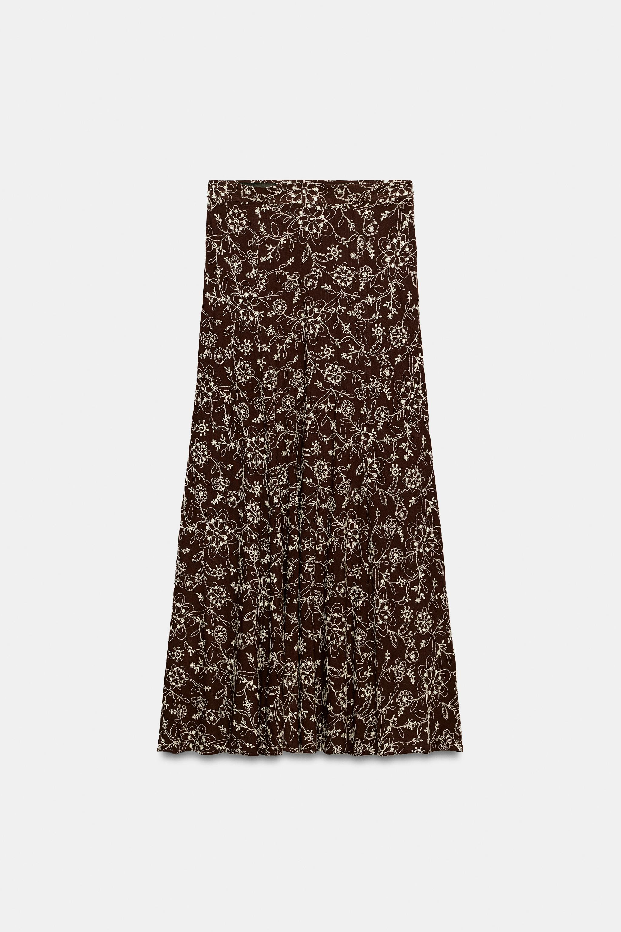 EMBROIDERED MIDI SKIRT | Zara US